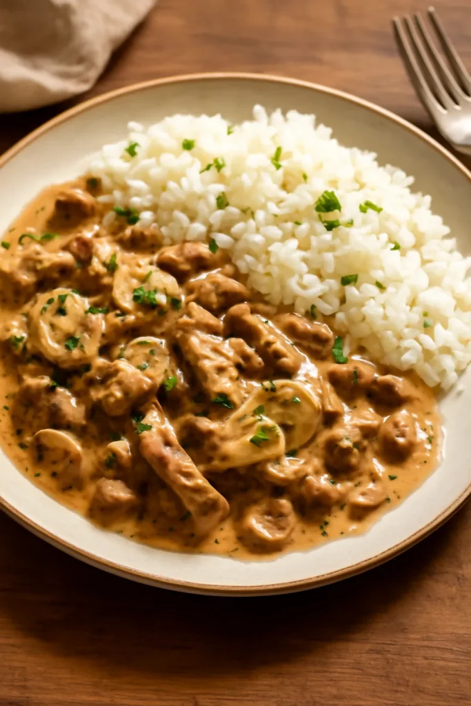 Beef Stroganoff with Rice