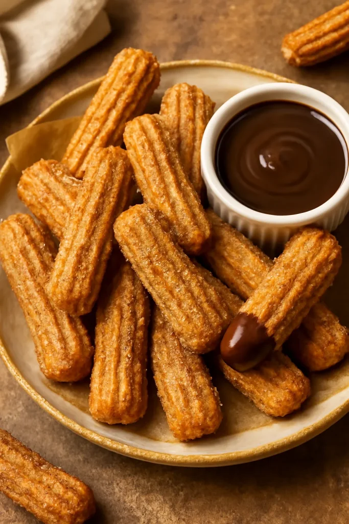 Crispy Air Fryer Churros with Chocolate Dipping Sauce