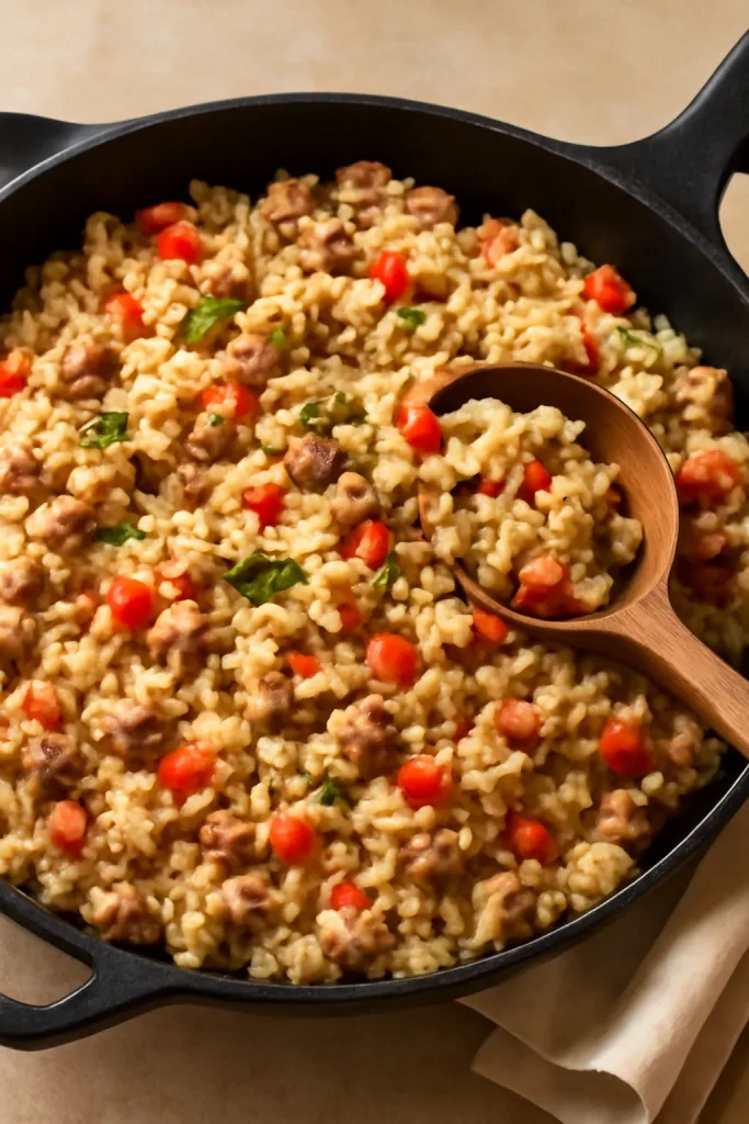 Ground Pork and Rice Skillet