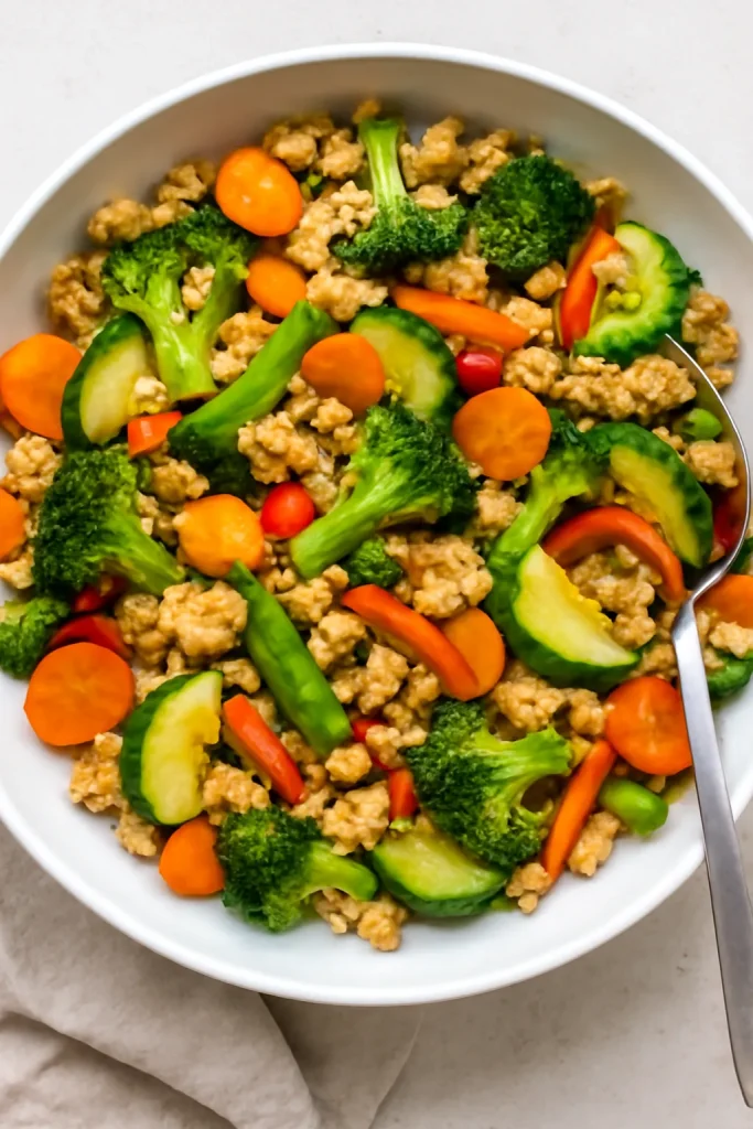 Healthy Ground Chicken and Veggie Stir Fry