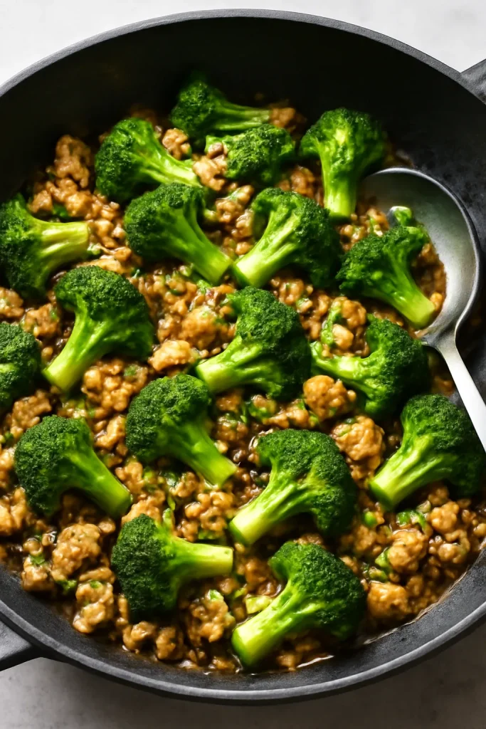 One Pan Ground Chicken and Broccoli Stir Fry