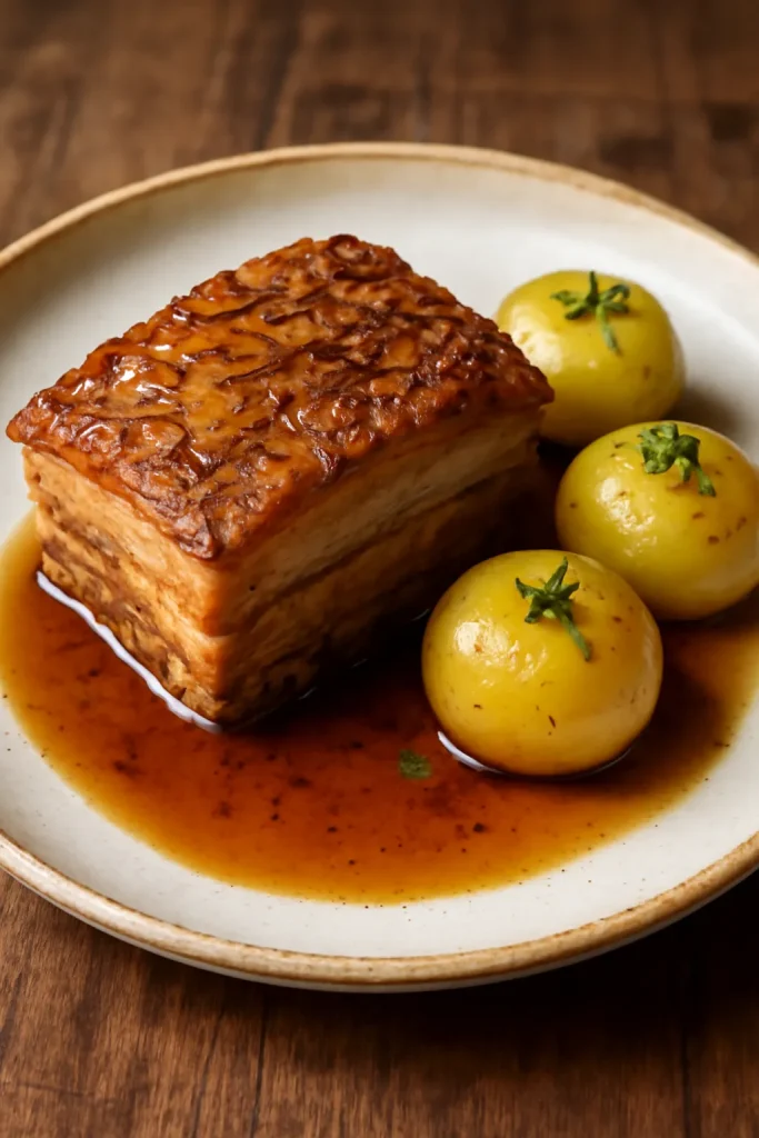 Slow Cooked Pork Belly with Fennel Seeds and Confit Potatoes