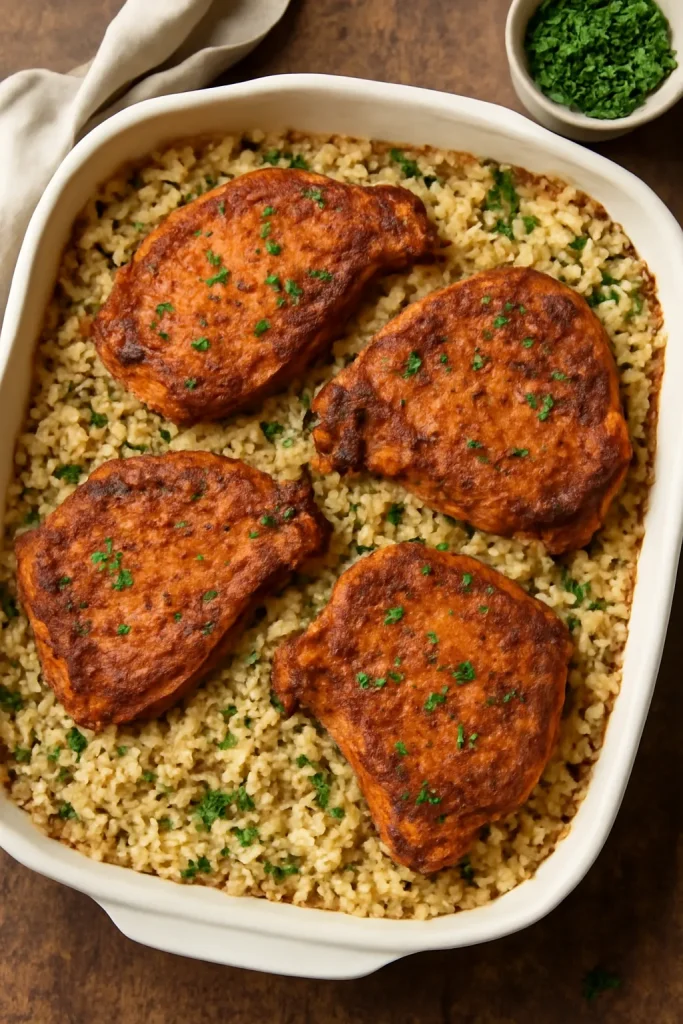 Southern Baked Pork Chops and Rice